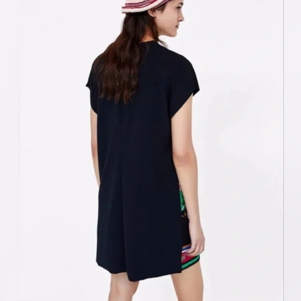 Zara Bold Floral Printed Tunic Dress Boho Cap Sleeves - Picture 13 of 14